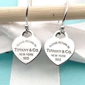 Return to Tiffany & Co Mini Heart French Hook Earrings 925 Silver authentication